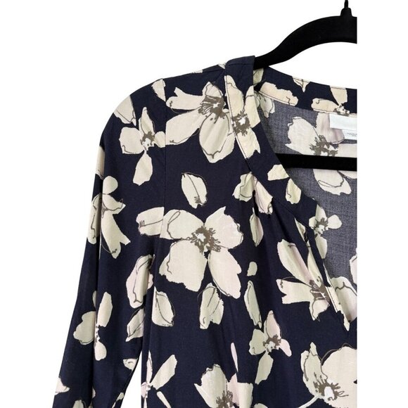 J. Jill Women's Rayon Light Weight Navy 3/4 Sleeve Pocket Floral Dress Size XS - Picture 2 of 12